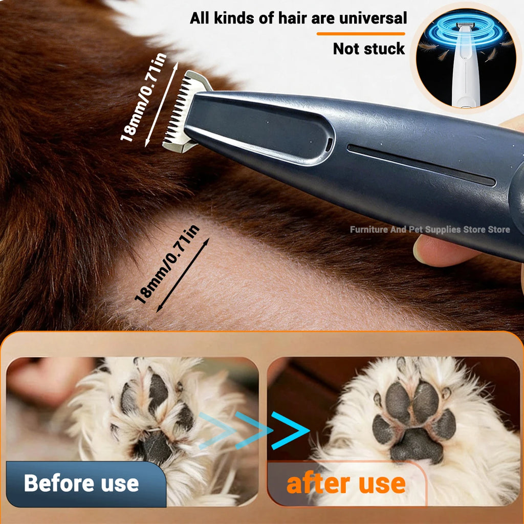 LED Pet Paw Hair Trimmer With UV Light & Display Screen