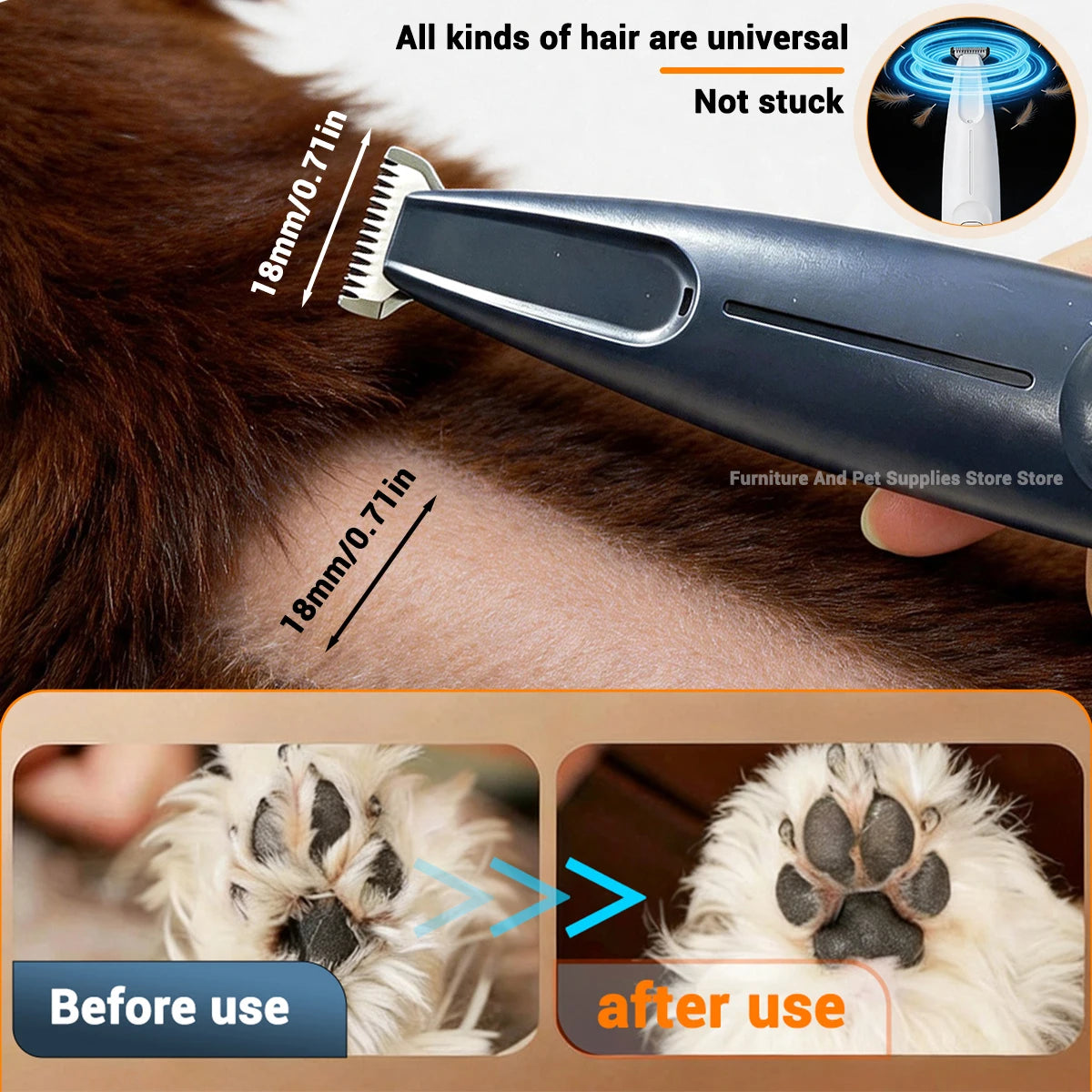 LED Pet Paw Hair Trimmer With UV Light & Display Screen