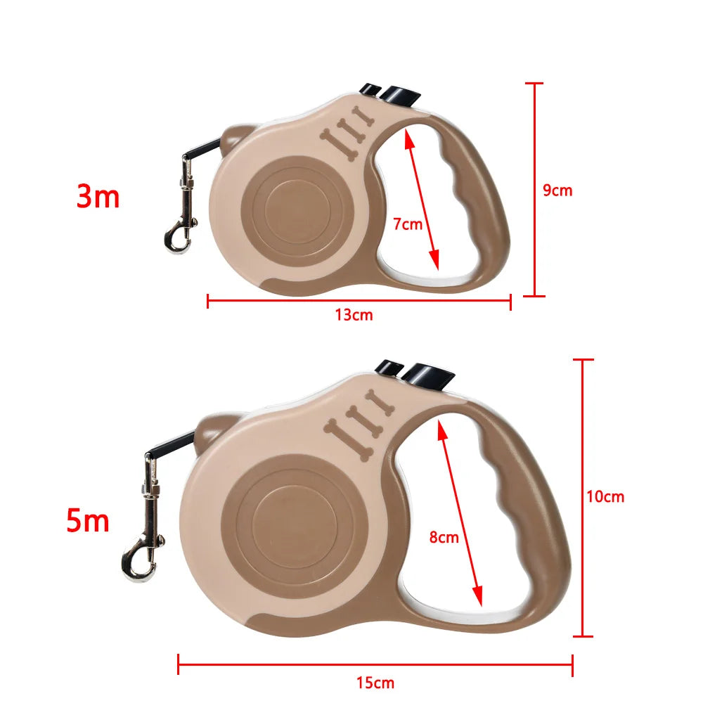 Retractable Dog Leash With Nylon Rope – Automatic & Quick Lock