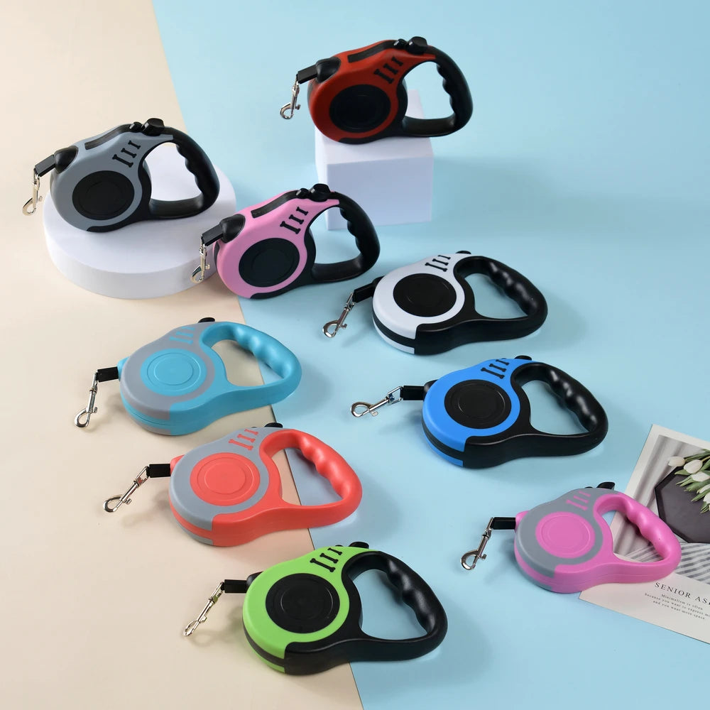Retractable Dog Leash With Nylon Rope – Automatic & Quick Lock