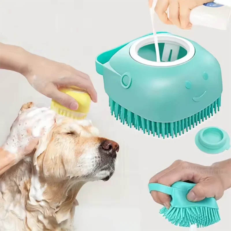 Silicone Pet Bath Massage Brush for Dogs and Cats