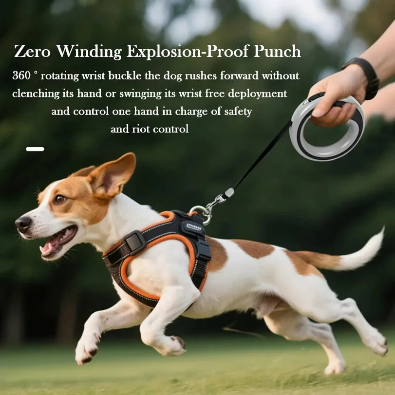 Retractable Dog Leash with One-Hand Brake, Tangle-Free