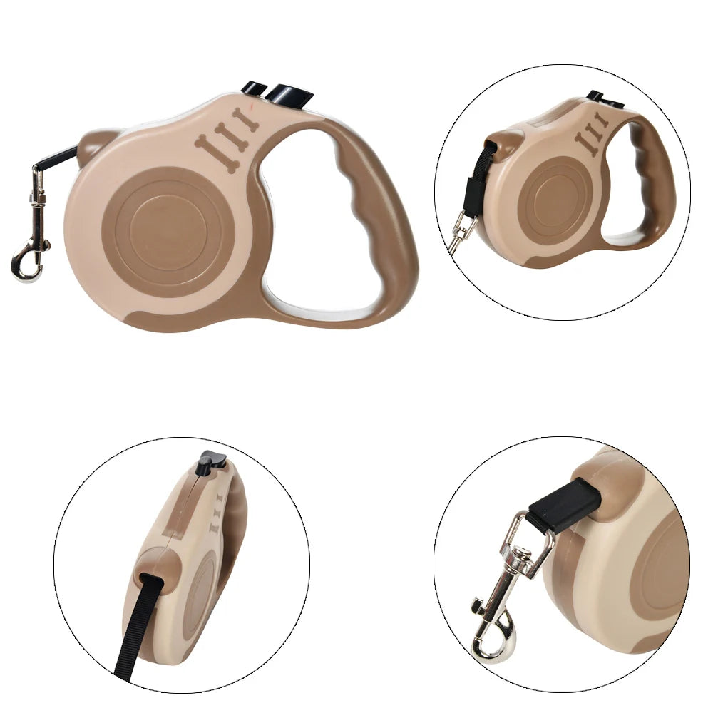 Retractable Dog Leash With Nylon Rope – Automatic & Quick Lock
