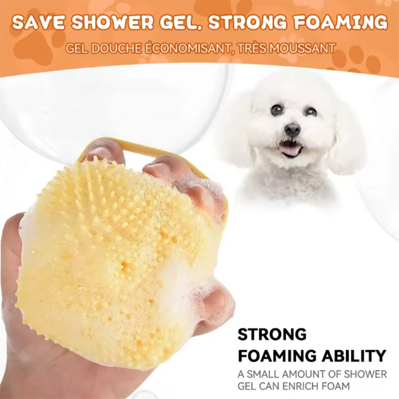 Silicone Pet Bath Massage Brush for Dogs and Cats