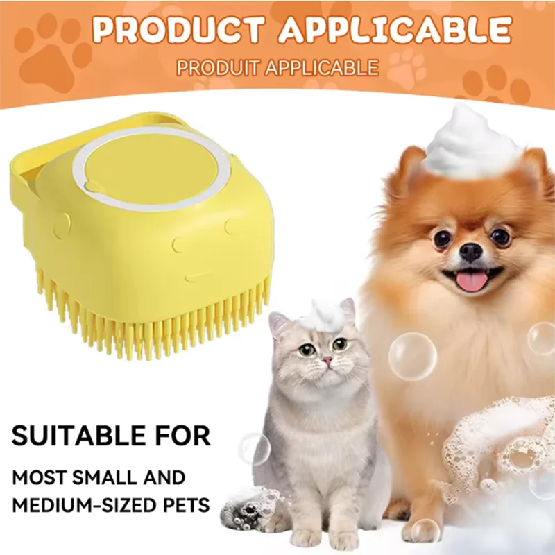 Silicone Pet Bath Massage Brush for Dogs and Cats