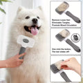 Pet Grooming Brush with One-Click Hair Removal, Bent Needle Massaging Comb for Dogs & Cats