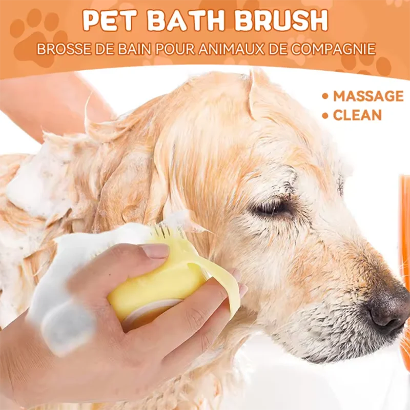 Silicone Pet Bath Massage Brush for Dogs and Cats