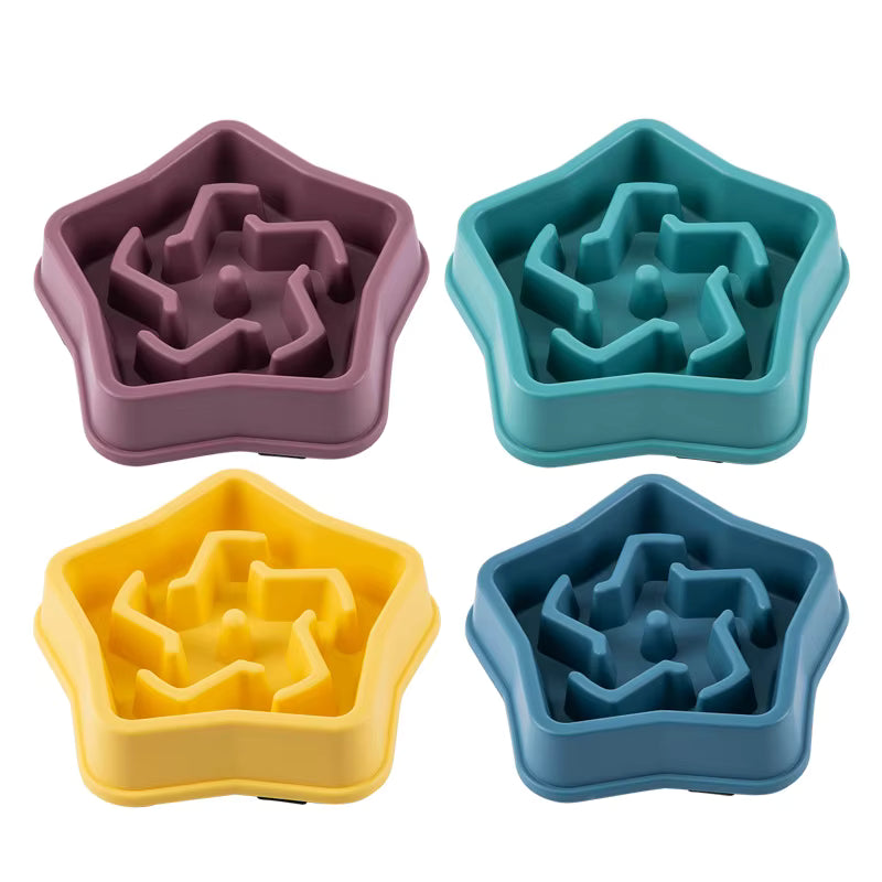 Pet Cat Dog Slow Food Bowl Fat Help Healthy Round Anti-choking Thickened And Non-slip Multiple Colors Shapes